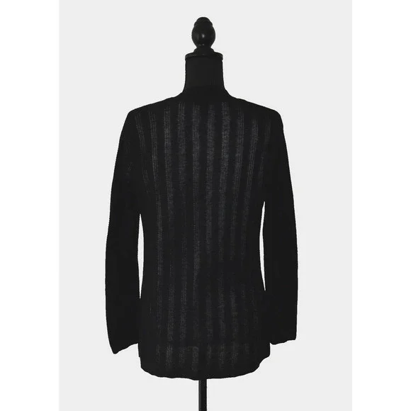 A5 NEW EILEEN FISHER Black Organic Linen & Silk Knit Open Front Cardigan Size PS - Picture 3 of 5